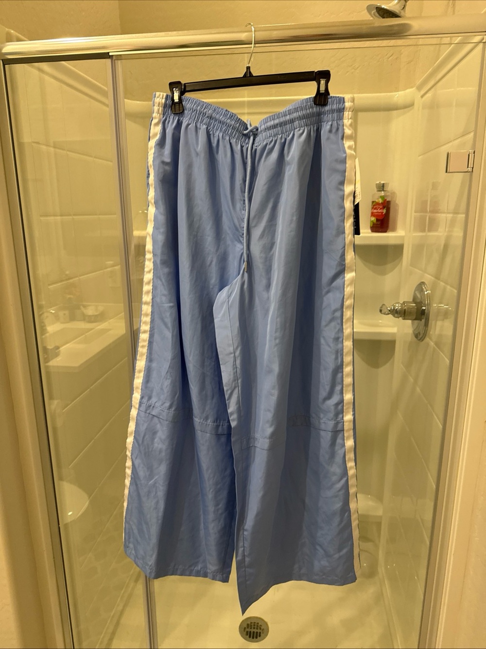 Light Blue women’s  Track Pants with White Side Stripes
